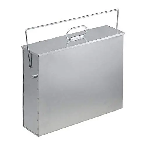 Produktbild: Relaxdays Ascheeimer eckig, Aschekasten mit Deckel, 15 l, verzinkter Stahl, Aschebehälter für Kamin, Grill, Ofen, silber