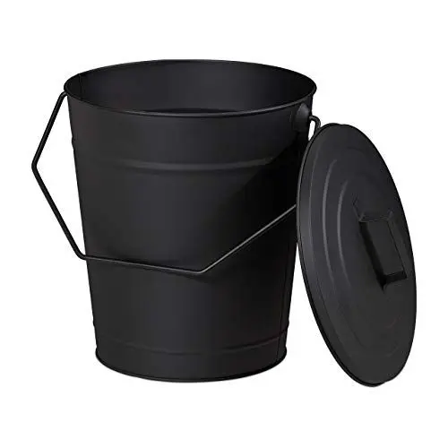 Produktbild: Relaxdays Ascheeimer mit Deckel, Abkühlen und Transportieren heißer Glut, Kamine, Öfen, Grills, 12 Liter, Stahl, schwarz