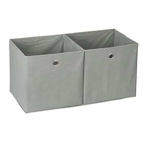 Produktbild: Relaxdays Aufbewahrungsbox Stoff 2er Set, quadratisch, Aufbewahrung für Regal, Stoffbox in Würfelform 30x30x30 cm, grau