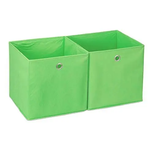 Produktbild: Relaxdays Aufbewahrungsbox Stoff 2er Set, quadratisch, Aufbewahrung für Regal, Stoffbox in Würfelform 30x30x30 cm, grün