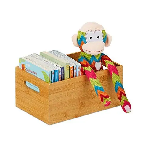 Produktbild: Relaxdays Aufbewahrungskiste Bambus, stabil, offen, Ordnungsbox ohne Deckel, HBT: 14 x 30 x 20 cm, Bambuskiste, natur
