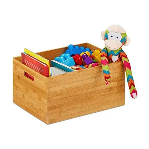 Produktbild: Relaxdays Aufbewahrungskiste Bambus, stabil, offen, Ordnungsbox ohne Deckel, HBT: 21 x 40 x 30 cm, Bambuskiste, natur, Groß