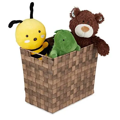 Produktbild: Relaxdays Aufbewahrungskorb, geflochten, hoch, mit Griffen, Korb Badezimmer, Kunststoff, HBT: 30 x 36 x 23 cm, braun