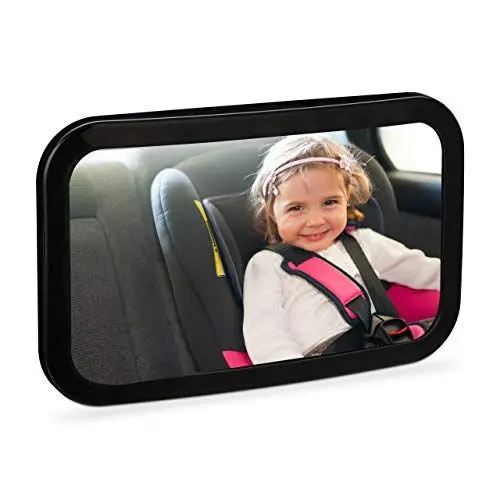 Produktbild: Relaxdays Babyspiegel Auto, bruchsicher, 360° schwenkbar, Halterung für Kopfstütze, ABS-Kunststoff, Rückspiegel, schwarz