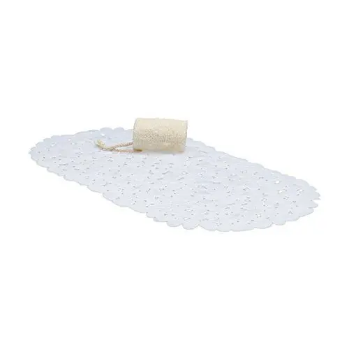 Produktbild: Relaxdays Badewanneneinlage Steinoptik, Antirutschmatte mit Saugnäpfen, Badewannenmatte 1er Set, weiß