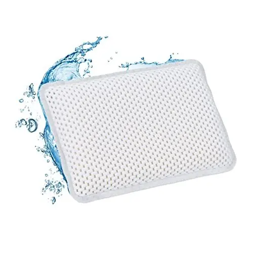 Produktbild: Relaxdays Badewannenkissen, Badekissen mit 8 Saugnäpfen, Spa, Wannenkissen für Kopf & Nacken, 19 x 28,5 x 5,5 cm, weiß
