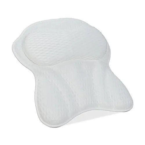 Produktbild: Relaxdays Badewannenkissen, weiches Badepolster, stützt Kopf & Nacken, HxBxT: 7 x 43 x 49 cm, 6 Saugnäpfe für Halt, weiß