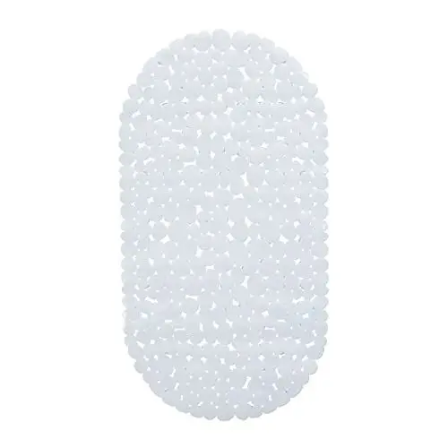 Produktbild: Relaxdays Badewannenmatte Steinoptik, rutschfeste Badeeinlage mit Saugnäpfen, waschbare Rutschmatte, 36 x 68 cm, weiß, 1 Stück