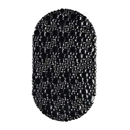 Produktbild: Relaxdays Badewannenmatte oval, BxT: 67 x 38 cm, waschbar, Massage, rutschfeste Badewanneneinlage, Saugnäpfe, schwarz, 1 Stück
