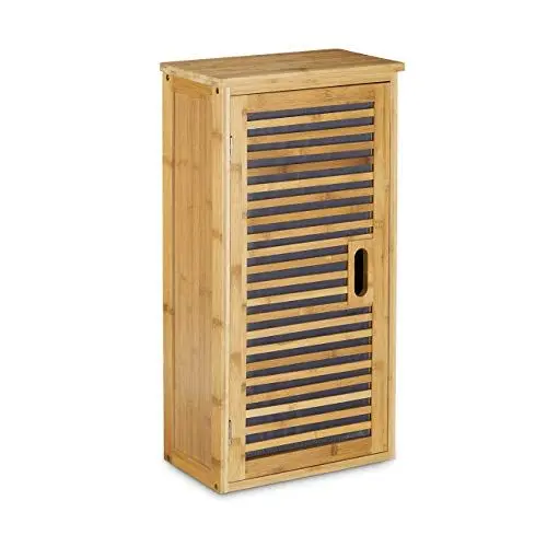 Produktbild: Relaxdays Badezimmer Hängeschrank aus Bambus, 2 Ablagen mit Einlegeboden, Badschrank HxBxT: 66 x 35 x 20 cm, natur