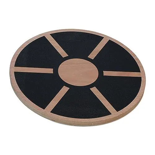 Produktbild: Relaxdays Balance Board, Anfänger & Fortgeschrittene, HxD: 8 x 40 cm, Gleichgewichtstrainer, aus Holz, Natur/schwarz