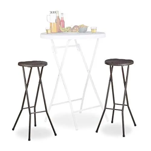 Produktbild: Relaxdays Barhocker klappbar BASTIAN 2er Set, Wetterfest, Höhe 80 cm, Barstuhl Doppelpack, Kunststoff, Tresen, braun, 29 x 32.5 x 80 cm