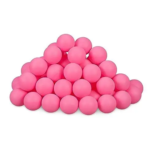 Produktbild: Relaxdays Beer Pong Bälle, 100 Stück, Tischtennisbälle aus Kunststoff, ohne Aufdruck, Ping Pong Bälle, Ø 40 mm, pink