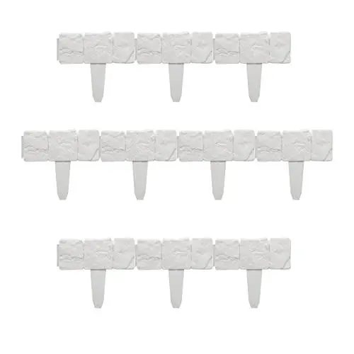 Produktbild: Relaxdays Beetzaun, 10-teilige Umrandung für Beete, Steinoptik, HxB: 10x25 cm, Rasenkante zum Stecken, Kunststoff, weiß