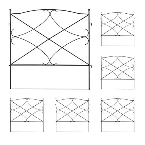 Produktbild: Relaxdays Beetzaun, HxB: je 60 x 59,5 cm, Garten Beeteinfassung zum Stecken, 6 dekorative Zaunelemente, Metall, schwarz
