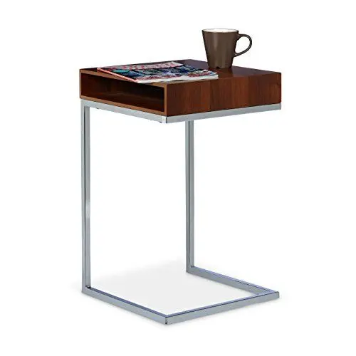 Produktbild: Relaxdays Beistelltisch, Metall, Holz, zum Unterschieben, Ablage, Wohnzimmertisch, Laptoptisch, HxBxT: ca. 61 x 37 x 38cm, natur