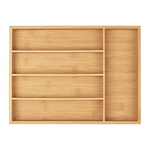 Produktbild: Relaxdays Besteckkasten, 5 Fächer, Bambus, Schubladenkasten klein, Besteck & Küchenutensilien, HBT 5x35,5x26,5 cm, natur