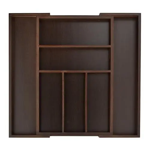Produktbild: Relaxdays Besteckkasten Schublade, ausziehbar, var. Breite, 5 - 7 Fächer, Bambus Organizer, HBT: 5x48x46cm, dunkelbraun