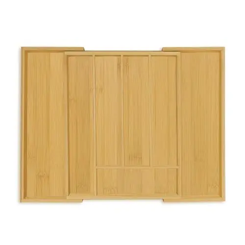 Produktbild: Relaxdays Besteckkasten, ausziehbar, 5 bis 7 Fächer, Schubladen Ordnungssystem, Bambus & MDF, Besteck Organizer, natur