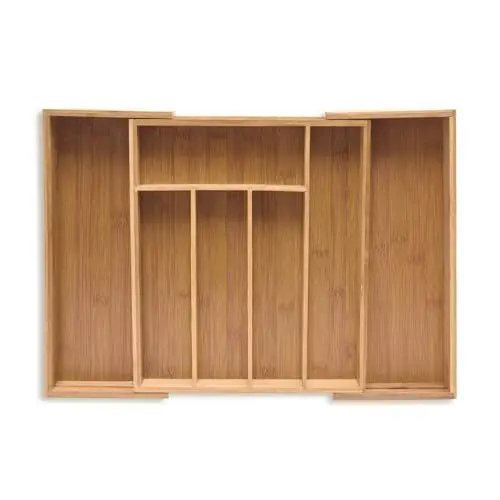 Produktbild: Relaxdays Besteckkasten, ausziehbar, Bambus Schubladeneinsatz hoch, 6,5x38x35,5 cm, Besteckeinsatz für Schubladen, Natur