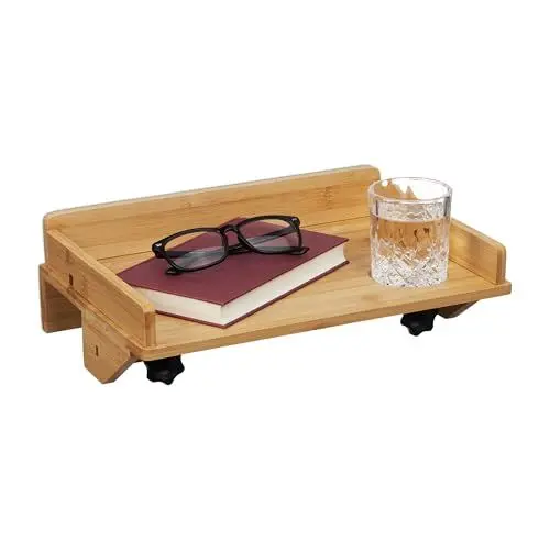 Produktbild: Relaxdays Bettablage, Mini-Nachttisch zum Klemmen, Bett & Hochbett, HBT 11,5 x 36 x 24,5 cm, Tablethalter, Bambus, Natur