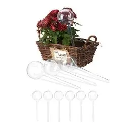 Produktbild: Relaxdays Bewässerungskugeln, 10er Set, HxD: 28x8 cm, Durstkugeln für Blumen & Pflanzen, 250 ml, Kunststoff, transparent