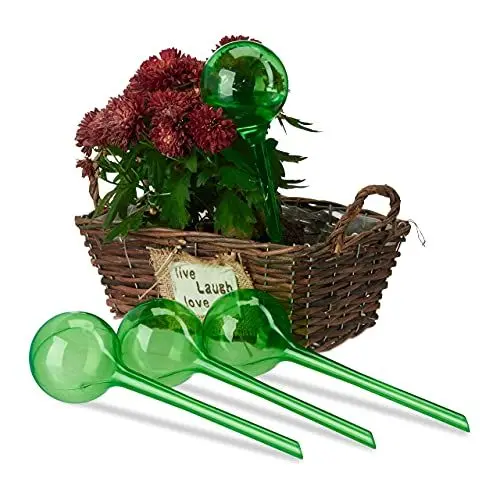 Produktbild: Relaxdays Bewässerungskugeln, 4er Set, Dosierte Bewässerung, 2 Wochen, Versenkbar, Topfpflanzen, Deko, Kunststoff, Grün, PVC, Standard