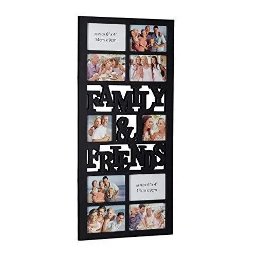 Produktbild: Relaxdays Bilderrahmen für 10 Fotos, Galerierahmen Family & Friends, Collage zum Hängen, HBT: 74,5 x 35 x 2 cm, schwarz