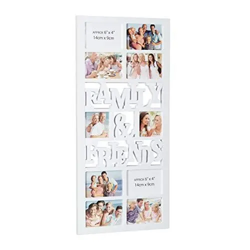 Produktbild: Relaxdays Bilderrahmen für 10 Fotos, Galerierahmen Family & Friends, Collage zum Hängen, HBT: 74,5 x 35 x 2 cm, weiß