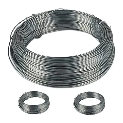 Produktbild: Relaxdays Bindedraht im 3er Set, rostfrei für Garten, verzinker Stahl, dünner Basteldraht, 50 m lang, D: 1 mm, silber