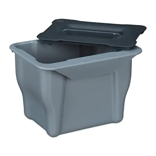 Produktbild: Relaxdays Biomülleimer Küche, 5 l, Kleiner Mülleimer mit Deckel, zum Einhängen, Kunststoff, Abfalleimer Biomüll, grau