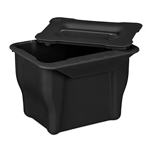 Produktbild: Relaxdays Biomülleimer Küche, 5 l, Kleiner Mülleimer mit Deckel, zum Einhängen, Kunststoff, Abfalleimer Biomüll, schwarz