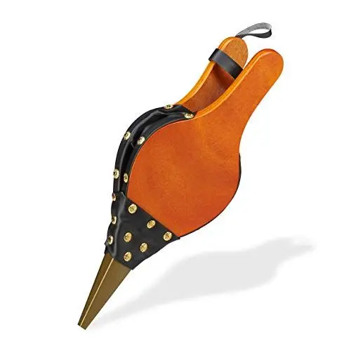 Produktbild: Relaxdays Blasebalg Grill & Kamin, rustikaler Handblasebalg, goldene Ziernägel, Luftbläser, 39 cm lang, braun/schwarz