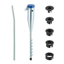 Produktbild: Relaxdays Bodenhülse, für Sonnenschirm & Wäschespinne, zum Eindrehen, 25-55 mm Stangendicke, Bodendübel, Silber/blau, Stahl
