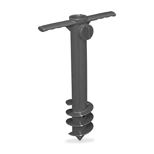Produktbild: Relaxdays Bodenhülse, für Sonnenschirme, Rasendorn zum Eindrehen, 19-32 mm Stangendicke, Camping, Bodendübel, grau