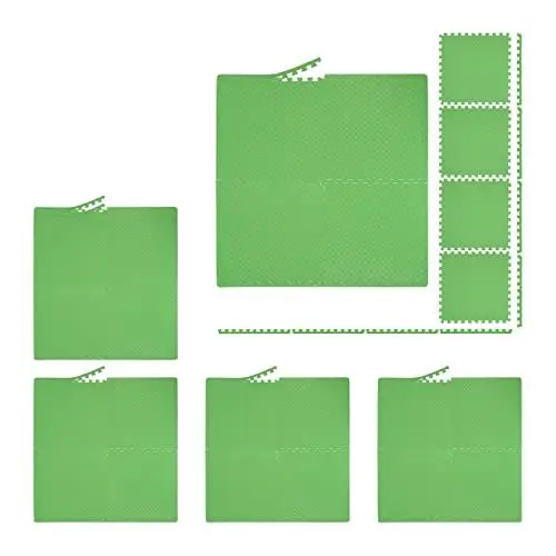 Produktbild: Relaxdays Bodenschutzmatte, 60x60 cm, 8 Schutzmatten mit Rand, EVA, 3m² Fläche, Unterlegmatte für Fitnessgeräte, grün