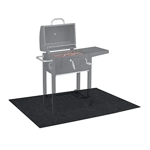 Produktbild: Relaxdays Bodenschutzmatte, Outdoor Grillschutzmatte, rutschfeste Unterseite, BBQ-Matte, 120 x 100 cm, anthrazit