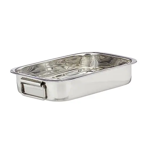 Produktbild: Relaxdays, Bräter mit Rost S, Edelstahl, backofengeeignete Schwedenschale, spülmaschinenfest, Bratreine, Gitter, silber