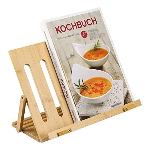 Produktbild: Relaxdays Buchständer, aus Bambus, 3 Neigungsstufen, klappbar, für den Tisch, HxBxT: 22x34x18 cm, Leseständer, Natur