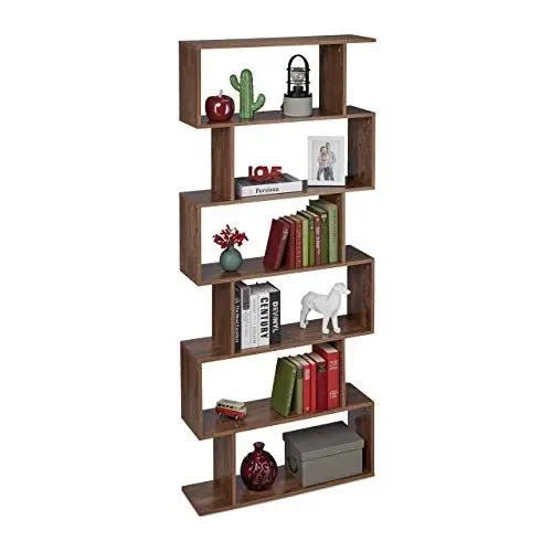 Produktbild: Relaxdays Bücherregal, 6 Fächer, HBT: 190,5 x 80 x 23 cm, modernes Design, Holzoptik, Standregal Wohnzimmer, Büro, braun