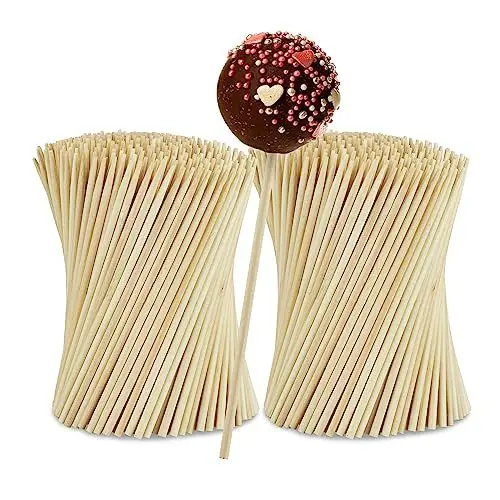Produktbild: Relaxdays Cake Pop Stiele, 600 Stück, 15 cm lang, Lollipop Sticks aus Bambus, Popcake Stäbchen, Kuchen am Stiel, Natur