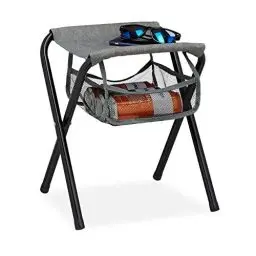Produktbild: Relaxdays Campinghocker mit Tasche, faltbar, ohne Lehne, Camping, Garten, tragbarer Sitzhocker, HBT 40x35x30 cm, grau