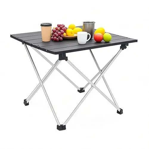 Produktbild: Relaxdays Campingtisch, Faltbarer Beistelltisch, HBT 32 x 39 x 34 cm, Camping & Picknick, Klapptisch, Aluminium, schwarz