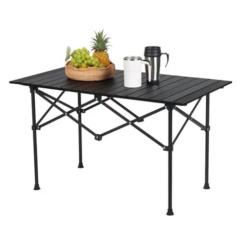 Produktbild: Relaxdays Campingtisch, Faltbarer Beistelltisch, HBT 55 x 95 x 53 cm, Camping & Picknick, Klapptisch Stahl, schwarz