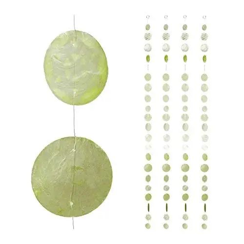 Produktbild: Relaxdays Capiz Girlande 4er Set, für Fenster, Balkon, Tür, Muschelplättchen Vorhang, Dekoketten 180 cm, Stern, hellgrün