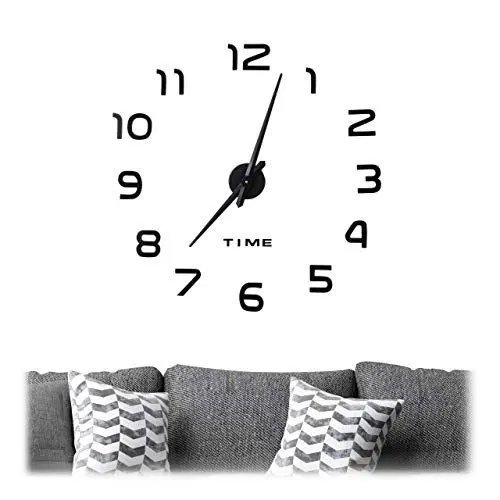 Produktbild: Relaxdays DIY Wanduhr, 3D-Zahlen, Uhr Wandtattoo zum Aufkleben, einfache Installation, Größe variabel, modern, schwarz, 1 Stück