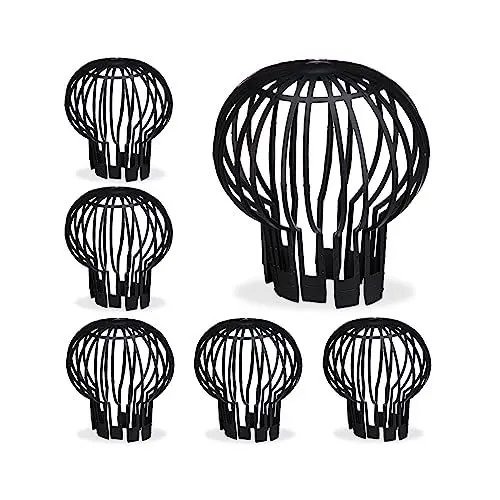 Produktbild: Relaxdays Dachrinnen Laubschutz, 6er Set, Ø 13 cm, gegen Verstopfen von Fallrohren, Kunststoff, Dachrinnensieb, schwarz