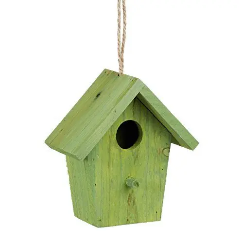Produktbild: Relaxdays Deko Vogelhaus bunt, aus Holz, Kleines Vogelhäuschen, Frühlingsdeko zum Aufhängen, HBT: ca. 16 x 15 x 8 cm, grün