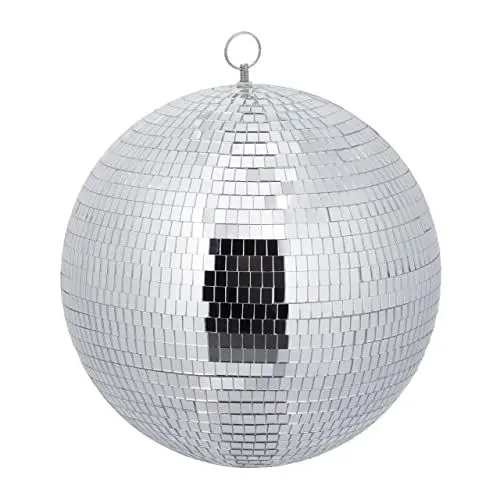 Produktbild: Relaxdays Discokugel, Ø 30 cm, Deko Spiegelkugel zum Aufhängen, große Partykugel mit Metallöse, Discoball Party, Silber