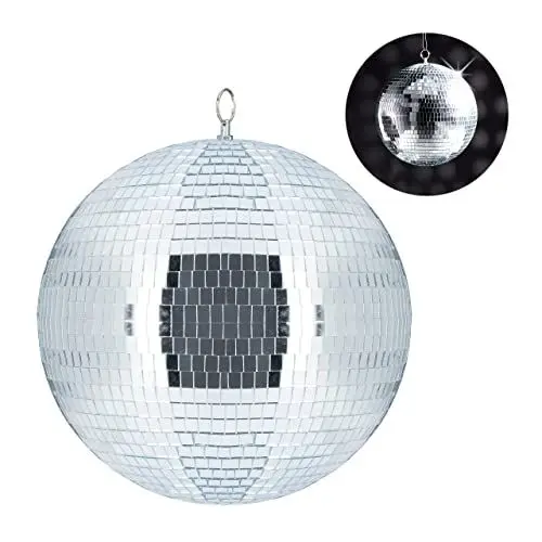 Produktbild: Relaxdays Discokugel, zum Aufhängen, für Decke, große Spiegelkugel, Party Deko, Mottoparty, Diskokugel Ø 30 cm, Silber 10027841